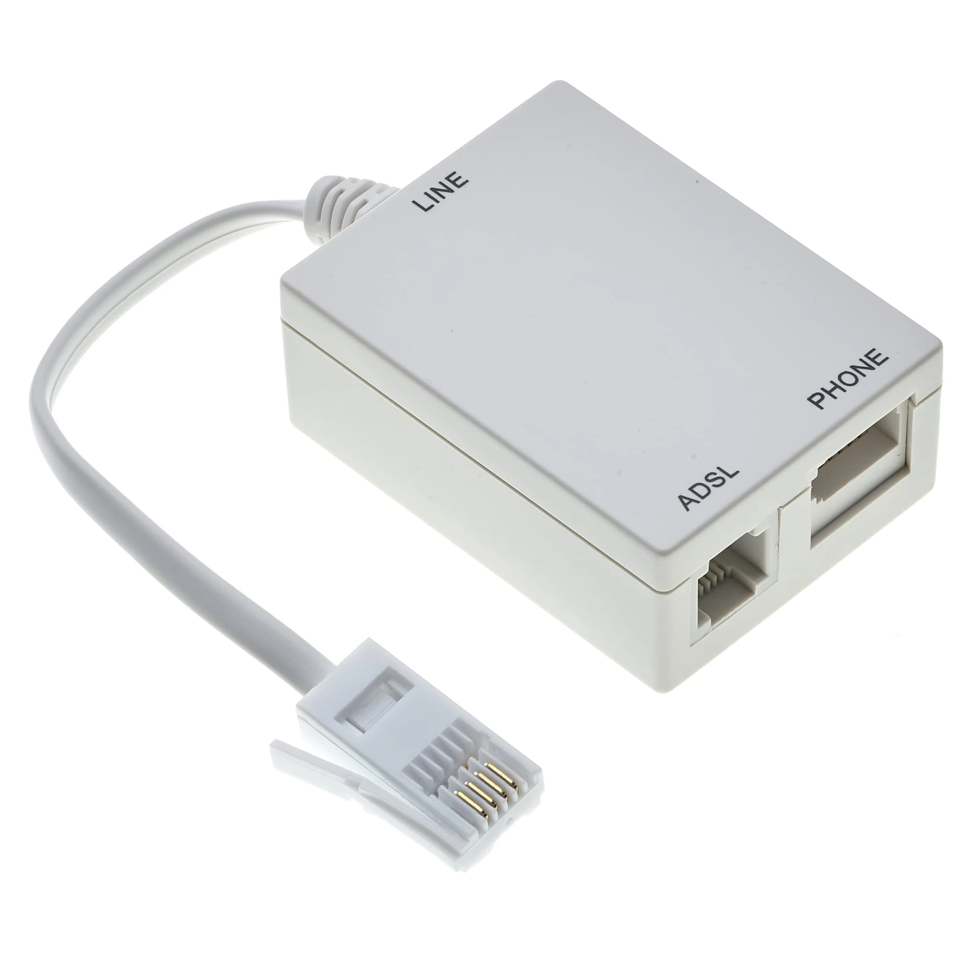 Keple Tailed ADSL2+ Microfilter Filter And Splitter - With RJ11, Inline DSL Filter For Removing Noise From Telephone Or Fax Machine, BT Plug, BT Socket, ADSL Socket