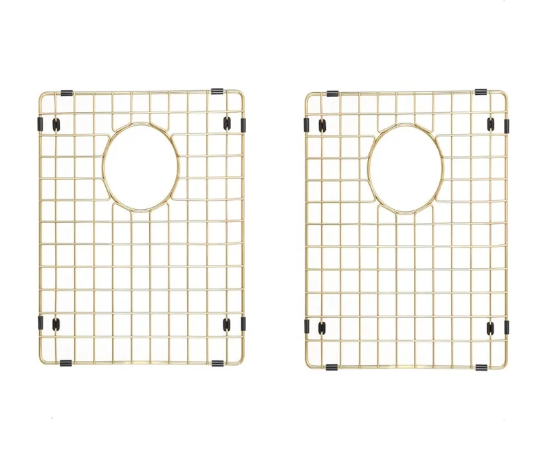 Starstar 50/50 Double Bowl Kitchen Sink Bottom Two Grids, Matte Gold 304 Stainless Steel (15 x 13)
