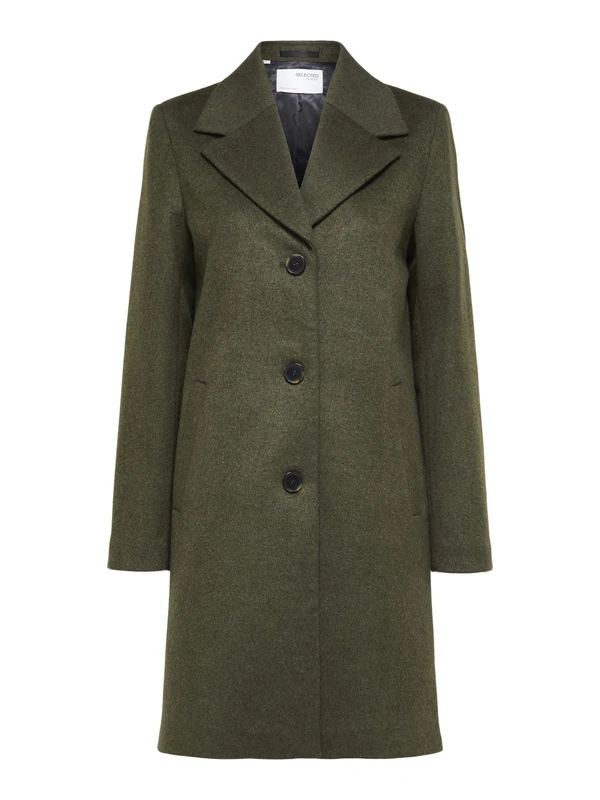 SELECTED FEMME Women's SLFNEW SASJA WOOL COAT B NOOS Coat, Ivy Green, 38