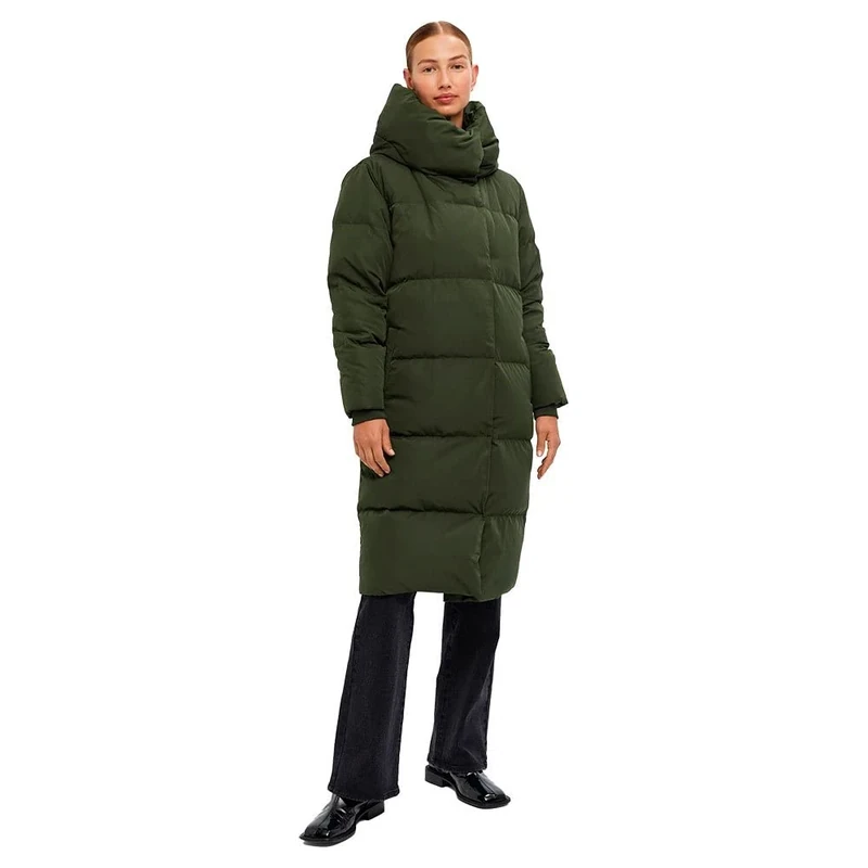 OBJECT Objlouise Women's Long Down Jacket Noos Jacket, Green (Duffel Bag), XL