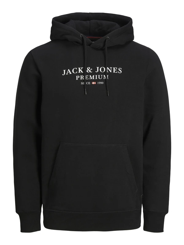 JACK & JONES Mens Archie Logo Hoodie Black XS