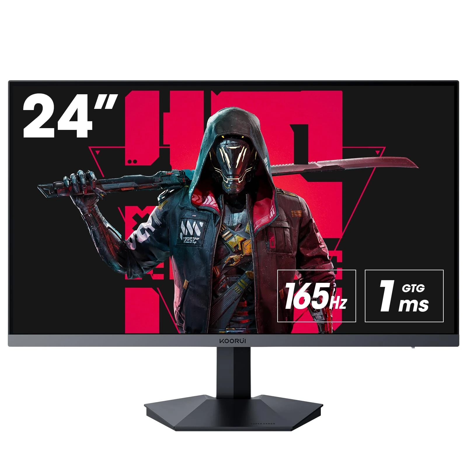 KOORUI 24 Inch Gaming Monitor, 165Hz, FHD 1080p, 1ms, IPS, Adaptive Sync, HDMI/DP, Tilt Adjustable, Eye Care, VESA Wall Mountable