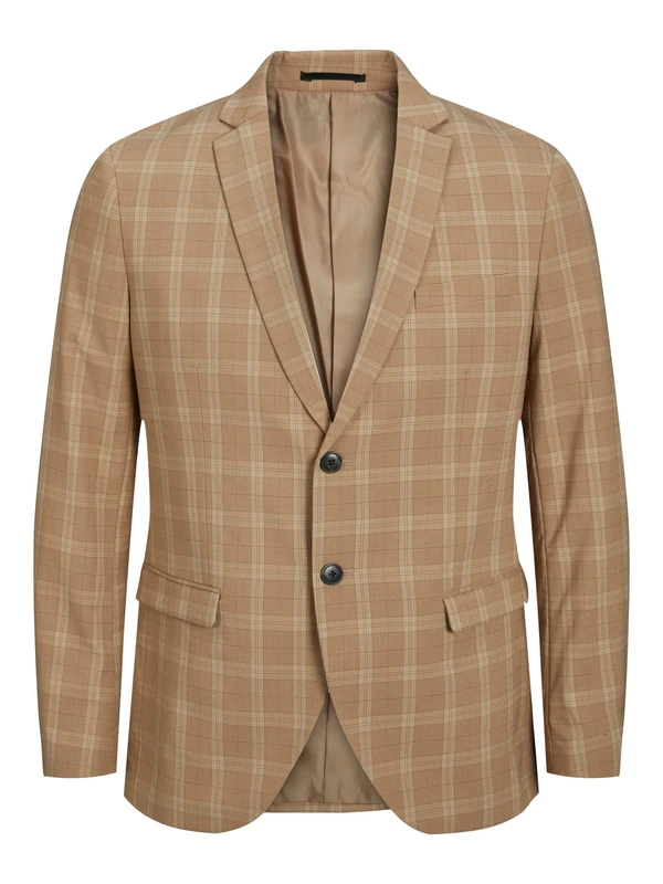 JACK & JONES Men's JPRFRANCO Check Blazer Suit Jacket, Petrified Oak/Checks:SUPER Slim FIT, 56