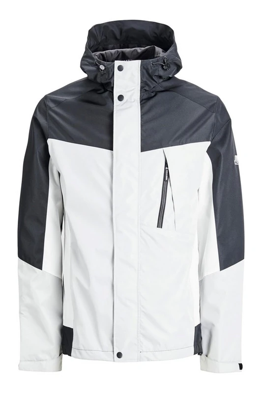 JACK & JONES Men's JCOLOGAN Light Jacket SN, Black/Detail:Highrise/White Blocking, S