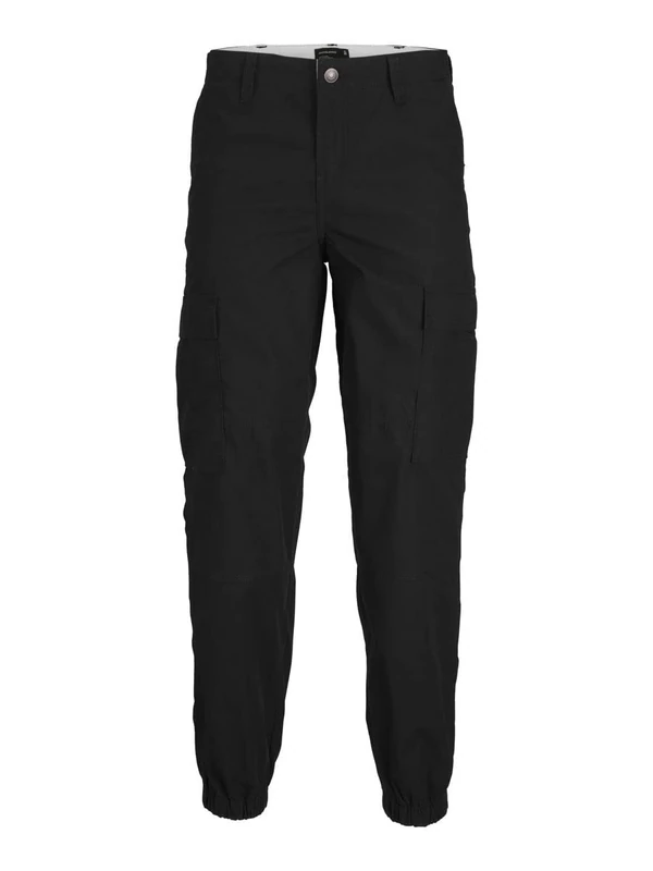 JACK & JONES Men's Jpstkarl Jjflint Sa Cuffed Cargo Trousers, Black, 28 W/32 L