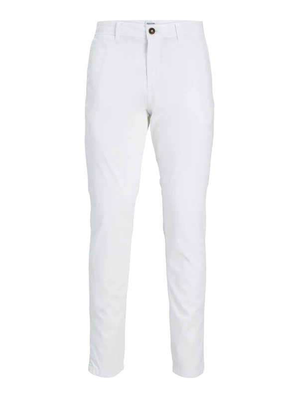 JACK & JONES Men's Chino Trousers Stretch Pants Tapered Cut Slim Fit Style JPSTMARCO JJBOWIE, Colours:White, Pant Size:31W / 30L, Leg Length:L30