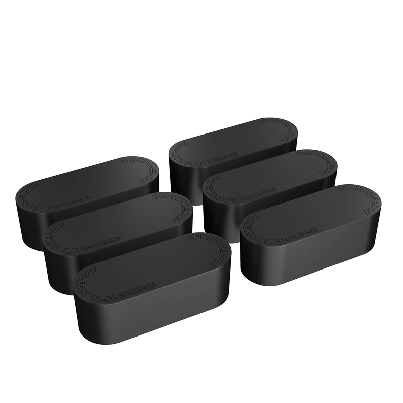 D-Line Cable Tidy Box 6-Pack, Hide & Conceal Extension Blocks, Cable Management Solution, TV Wire Tidy, Made from Electrically Safe ABS Material - 325mm (L) x 125mm (W) 115mm (H) - Small, Black
