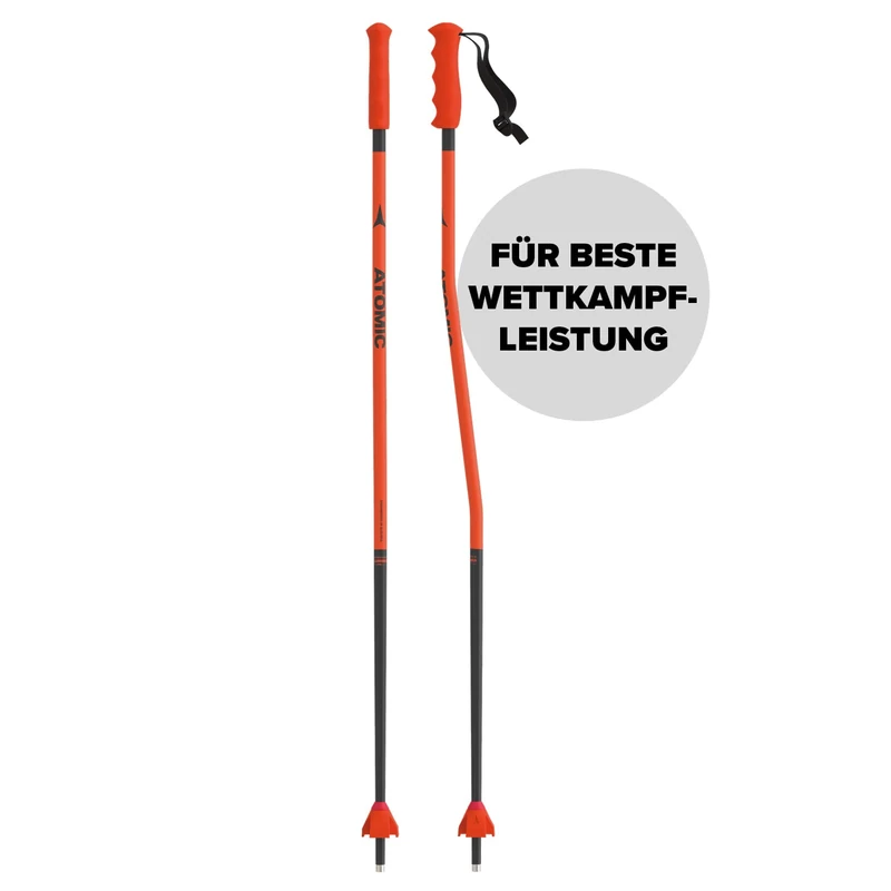 ATOMIC Salomon REDSTER GS JR Ski Poles, Length: 90 cm, Ski Sticks for Children, Red, Reliable 4-Star Aluminium Ski Poles, Poles with Bent Shaft, Ergonomic JR Handle on The Pole - Image 1