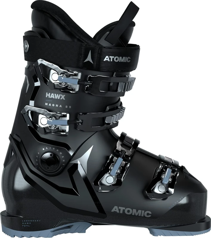 Atomic Hawx Magna 85 W Ski Boots – Alpine Ski Boots for Women in Black/Denim/Silver – 102 mm Wide Fit – Sturdy Prolite Construction – Memory Fit for Precise Fit – UK Size 9–9.5