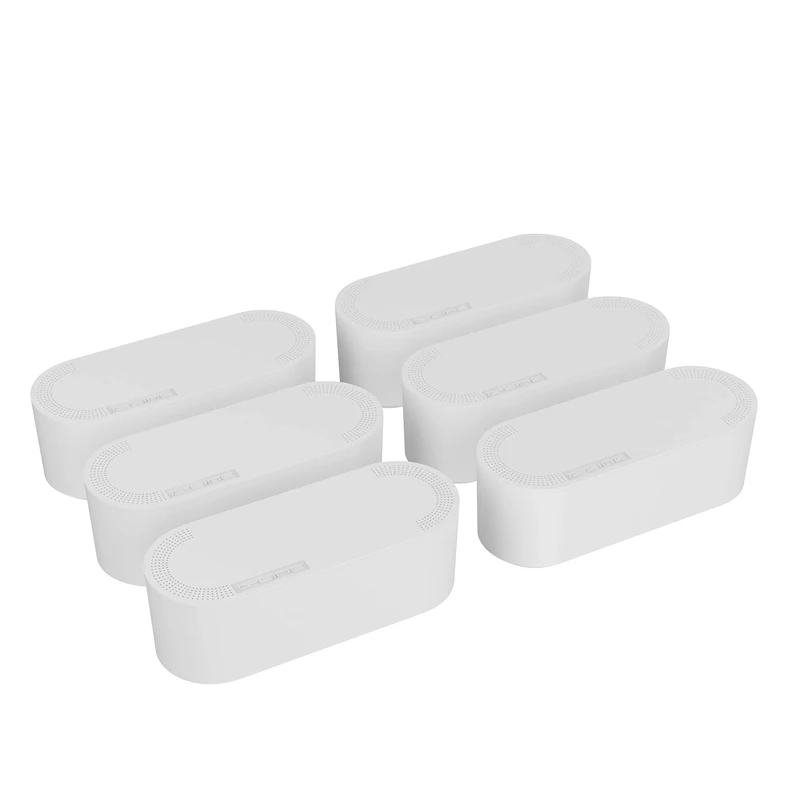 D-Line Cable Tidy Box 6-Pack, Hide & Conceal Extension Blocks, Cable Management Solution, TV Wire Tidy, Made from Electrically Safe ABS Material - 325mm (L) x 125mm (W) 115mm (H) - Small, White