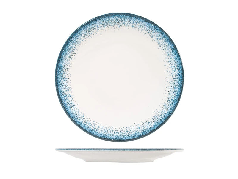 H&H Jupiter Set of 6 Porcelain Dinner Plates, 27 cm, Modern, Elegant, Blue Shades