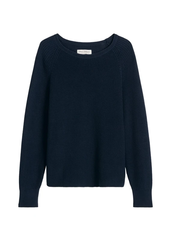 Marc OߴPolo Women's Organic Cotton Knitted Jumper with Round Neck, Blue (Night Sky), M
