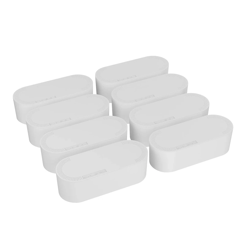D-Line Cable Tidy Box 8-Pack, Hide & Conceal Extension Blocks, Organize Electrical Cables, Made from Robust Electrically-Safe ABS Material - 415mm (L) x 165mm (W) 135mm (H) - Large, White