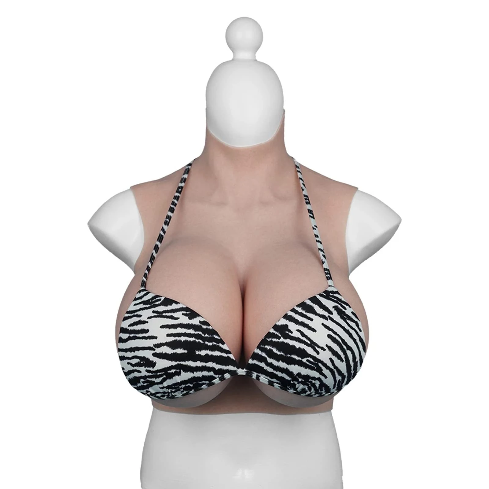 XSWL Silicone Breastplate H/K Cup Realistic Breast Forms Big Fake Boobs Enhancer for Crossdresser Transgender Drag Queen,Ivory white,K cup Silicone