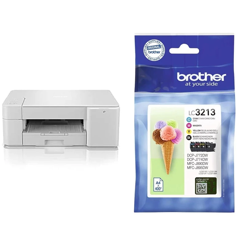 Brother DCP-J1200W Wireless Colour Inkjet Printer | 3-in-1 (Print/Copy/Scan) & Inkjet Cartridge, Black/Cyan/Magenta/Yellow, Multi-Pack, High Yield, Includes 4 x Inkjet Cartridges