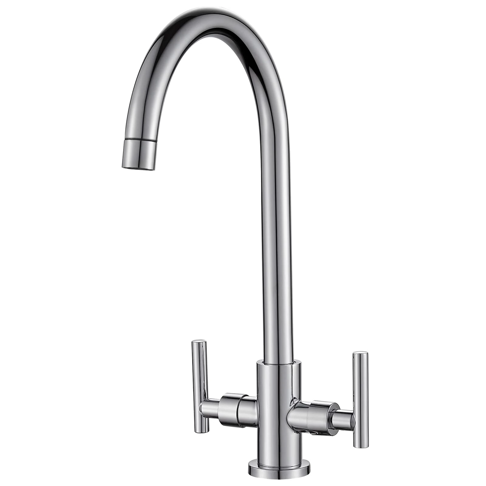 Cobbe Kitchen Tap, Kitchen Sink Mixer Taps, Dual Lever Swivel Spout, 360° Swivel, Sink Taps with UK Standard Fittings, Chrome