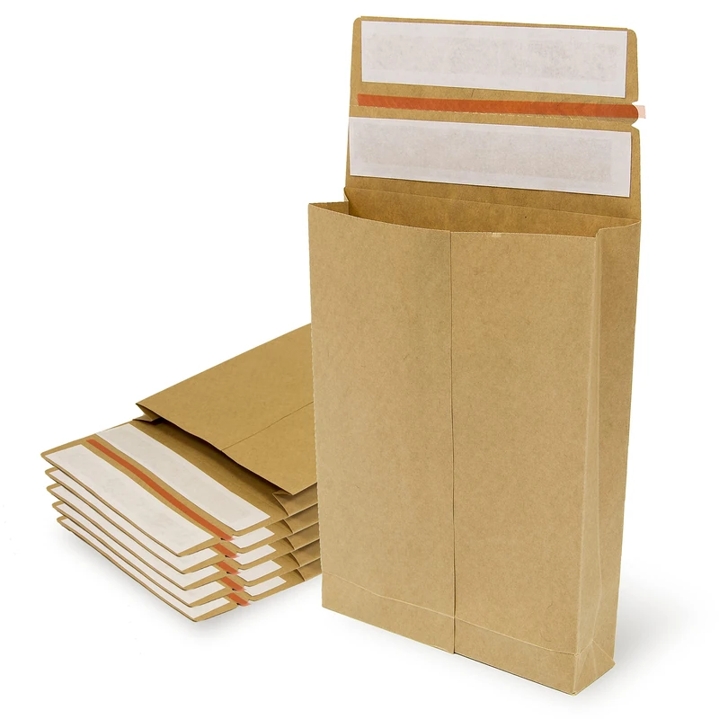 Kraft Paper Envelopes with Double 3 Gusset Silicone Strip for Shipping and Packaging - Paper Bags for Sending Clothes, Accessories, Decoration or Gifts - Ofituria