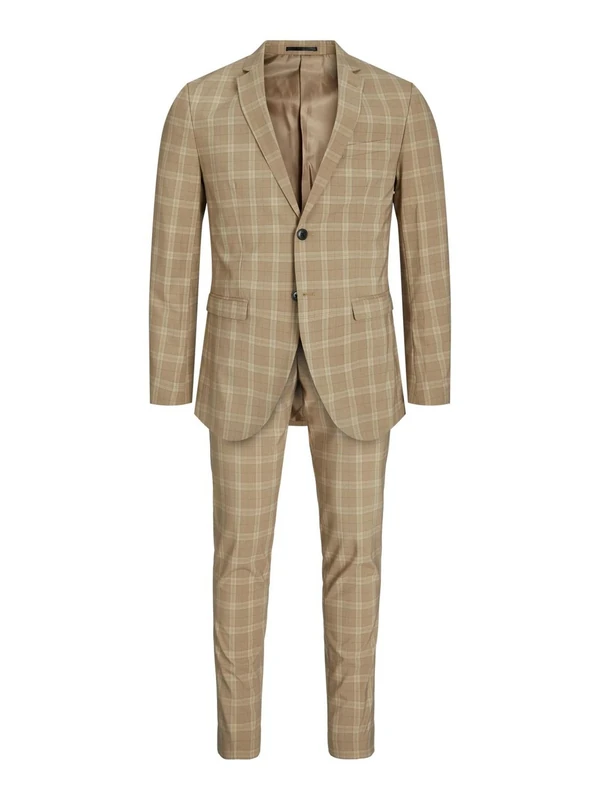 JACK & JONES Men's Jprfranco Suit Sn, Petrified Oak/Checks: Super Slim fit, 19
