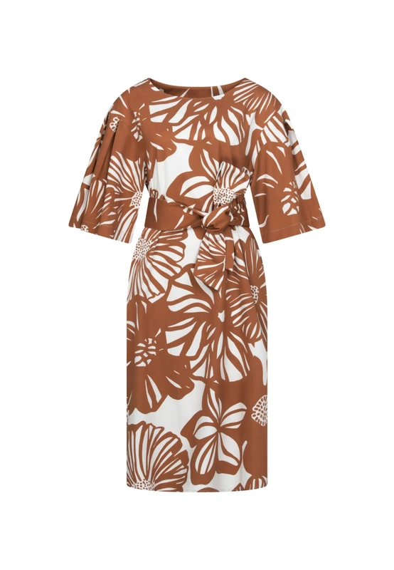 Seidensticker Women's Regular fit Short-Sleeved Blouse Dress, Brown, 10