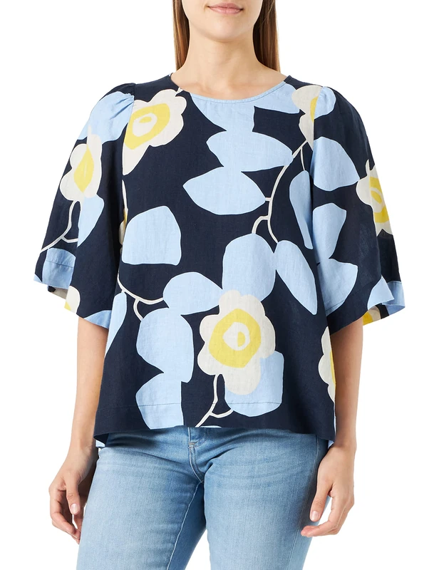 Seidensticker Women's Regular Fit Short Sleeve Blouse, Dark Blue, 10, darkblue, 6