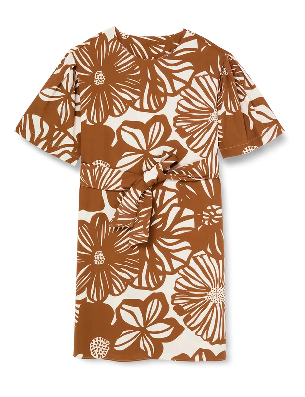 Seidensticker Women's Regular fit Blouse Dress Short Sleeve, Brown, 8 - Image 1