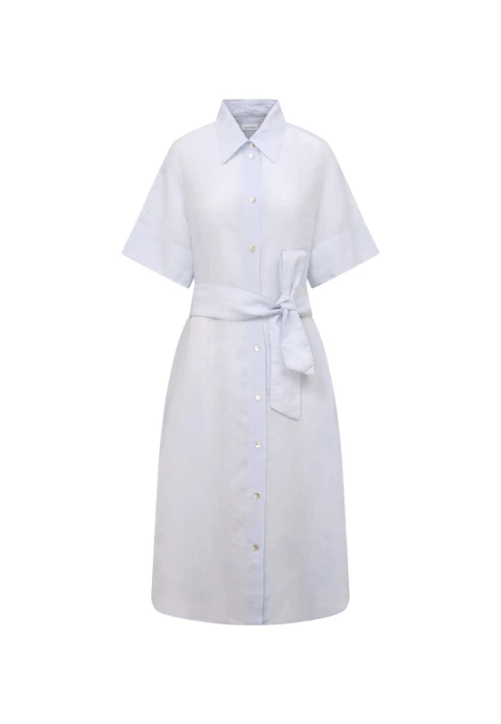 Seidensticker Women's Regular Fit Blouse Dress, Short Sleeve Dress, Blue, 38, Blue, 6