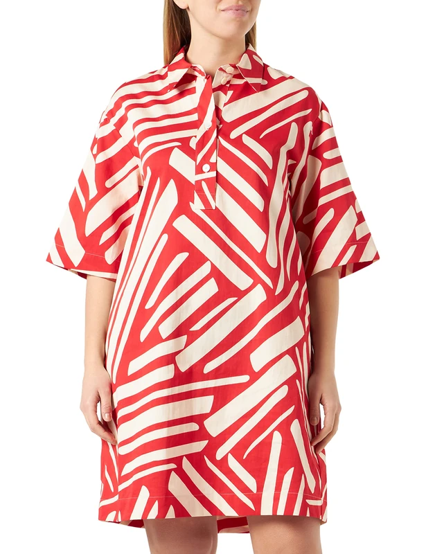 Seidensticker Women's Regular fit Blouse Dress, Short Sleeve Dress, red, 36