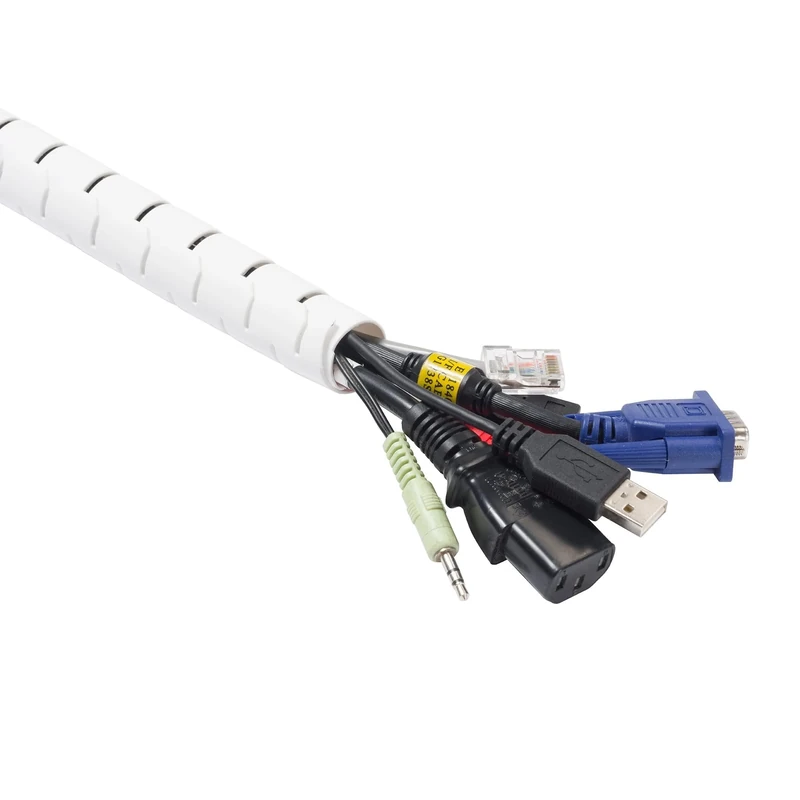 D-Line Cable Tidy Sleeve 6-Pack, Cable Zipper, TV Cable Management, Organize & Protect PC Wires - 6x 2.5m Lengths (15m Total), 25mm Outer Diameter - White