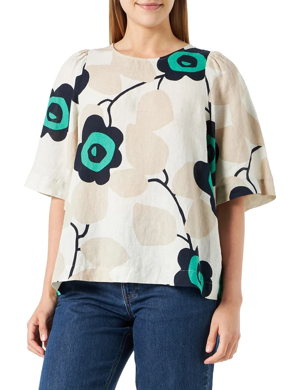 Seidensticker Women's Regular Fit Short Sleeve Blouse, Cream, 12