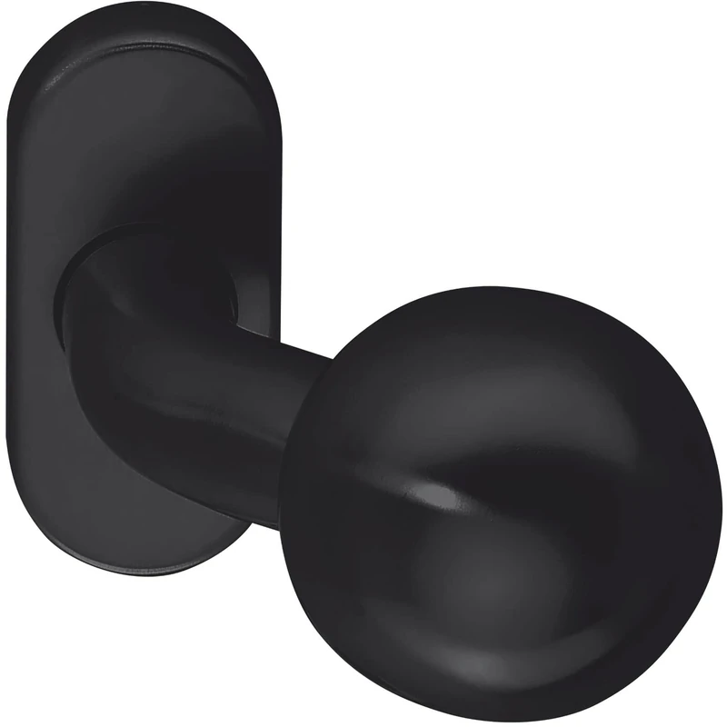 MARCHESI 4126-2620/AC-253, Black Door knob Fixed on Rosette Oval, Stainless Steel