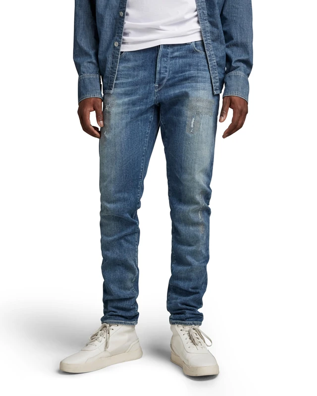 G-Star Men's 3301 Slim Fit Jeans, Blue (vintage ripped sea breeze 51001-C913-D906), 34W / 34L