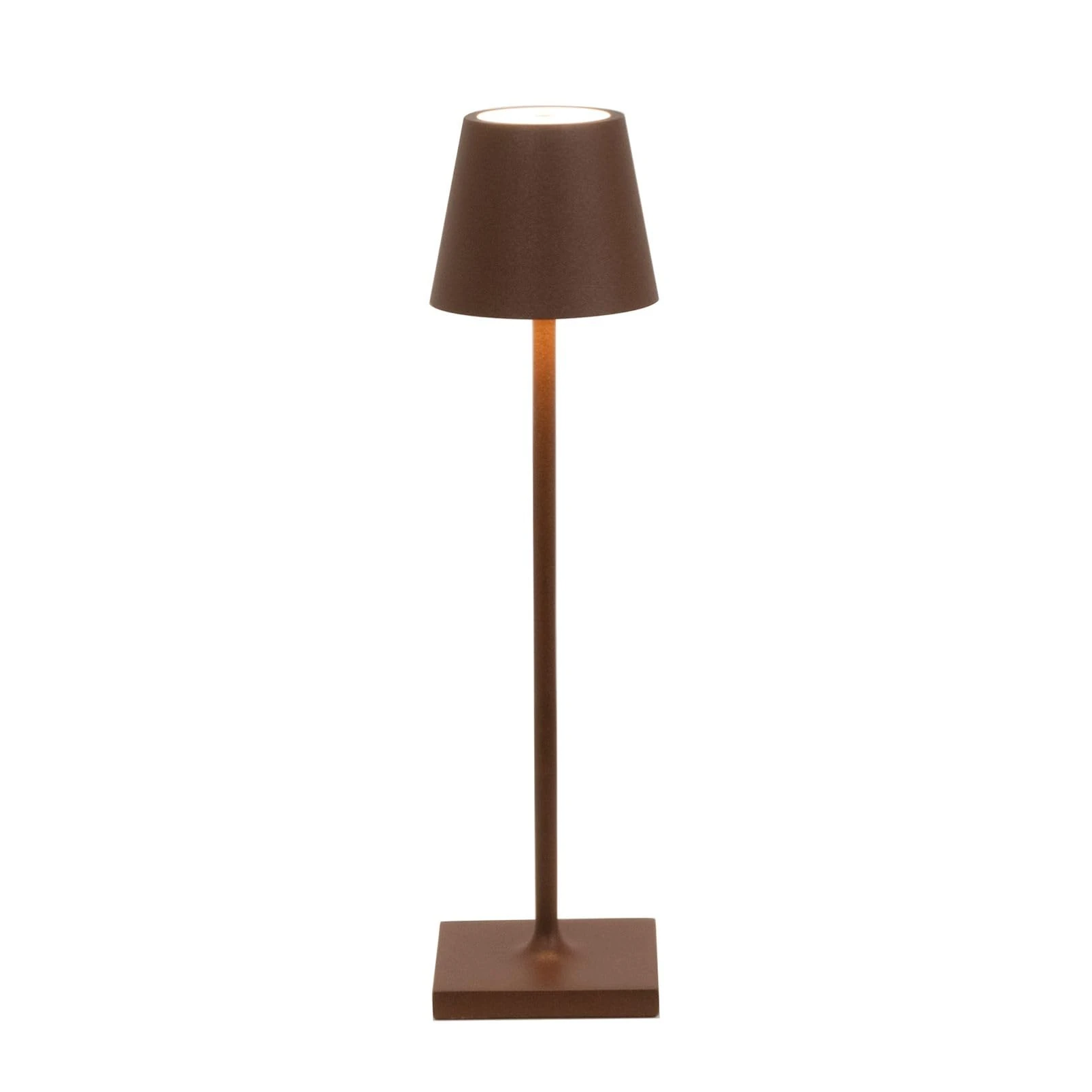 Zafferano, Poldina Micro Lamp, Rechargeable Cordless Table Lamp with Touch Controls, Suitable for Interior and Outdoor, Dimmer, 2200-3000 K, Height 27.5 cm, Corten Colour
