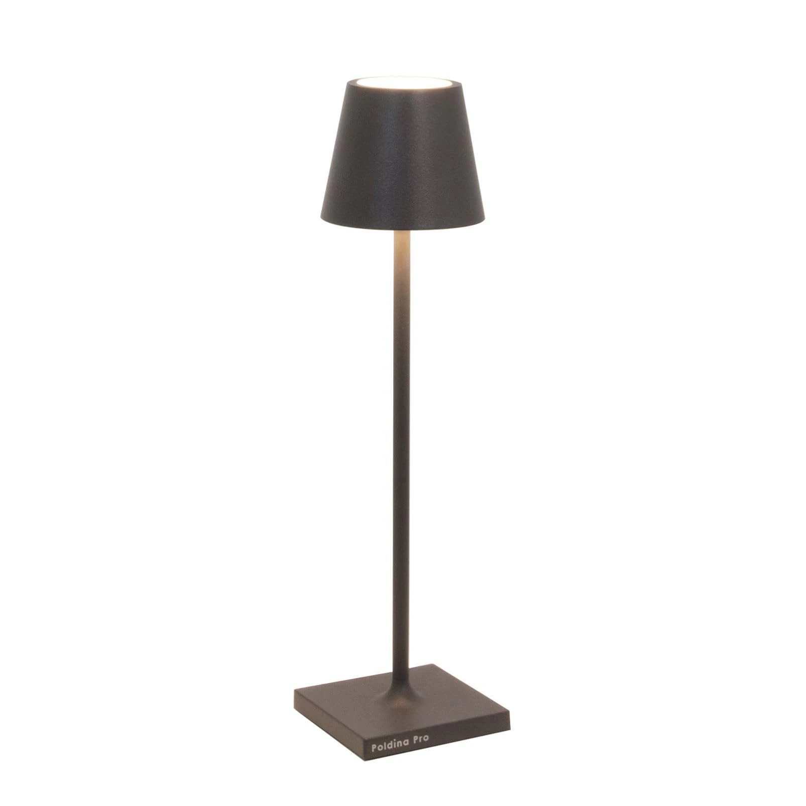Zafferano, Poldina Micro Lamp, Rechargeable Cordless Table Lamp with Touch Controls, Suitable for Interior and Outdoor, Dimmer, 2200-3000 K, Height 27.5 cm, Dark Gray Colour