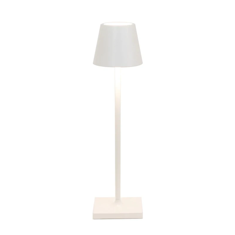 Zafferano, Poldina Micro Lamp, Rechargeable Cordless Table Lamp with Touch Controls, Suitable for Interior and Outdoor, Dimmer, 2200-3000 K, Height 27.5 cm, White Colour