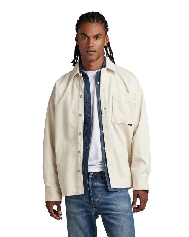 G-Star Men's Boxy Fit Shirt , Beige (ecru D23007-D300-159), XXL