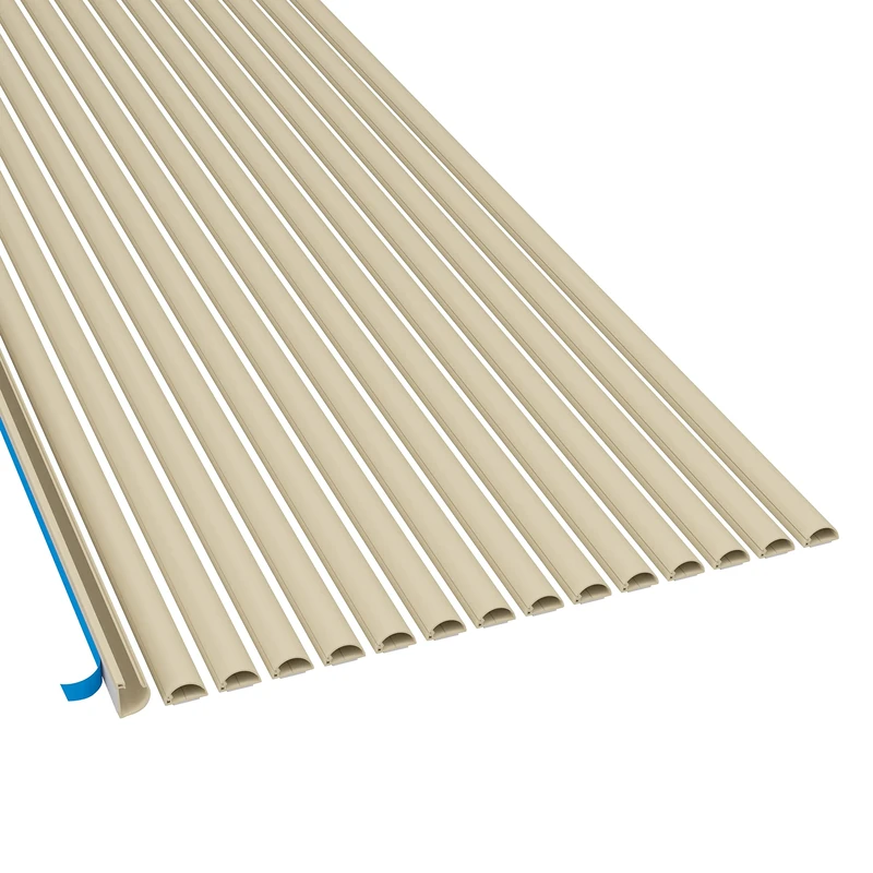 D-Line Micro+ Cable Trunking 2m 15-Pack, Self-Adhesive Cable Cover, Decorative Half Round Profile, Hinged Click-Lock Lid - 15x 20mm (W) x 10mm (H) x 2-meter Lengths (30-meter total) - Magnolia