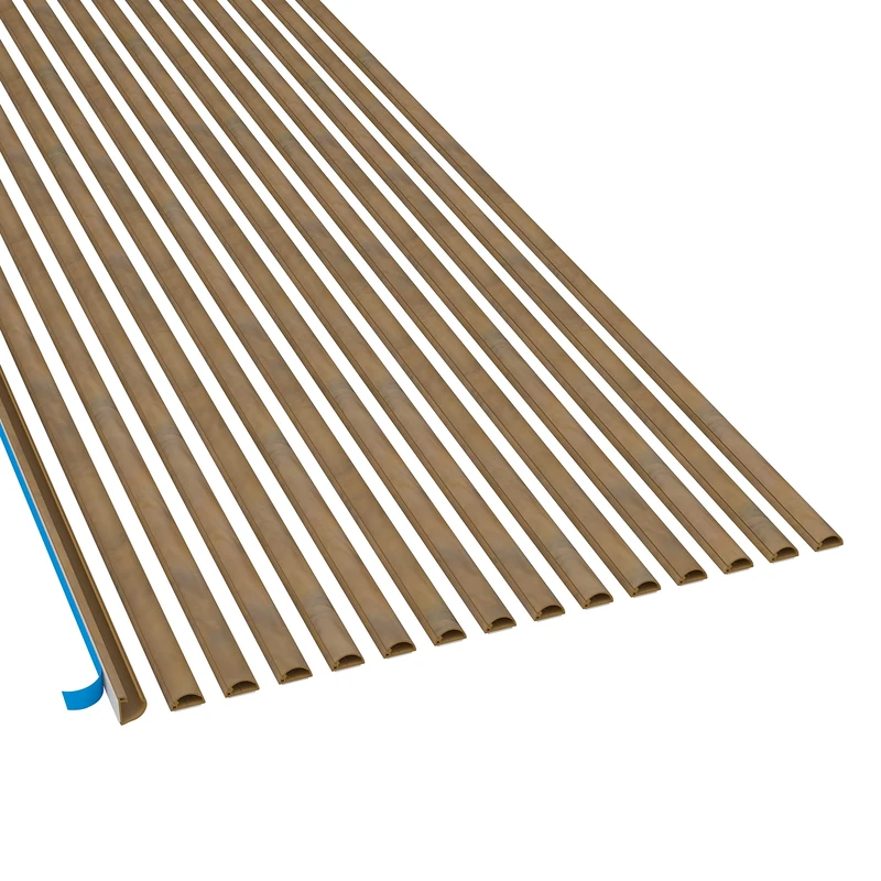 D-Line Micro Cable Trunking 2m 15-Pack, Self-Adhesive Cable Cover, Decorative Half Round Profile, Hinged Click-Lock Lid - 15x 16mm (W) x 8mm (H) x 2-meter Lengths (30-meter total) - Oak-Effect