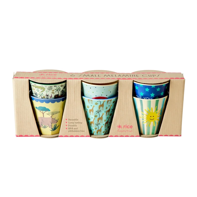 Rice Small Melamine Children's Cups - Multi - Pack of 6 - Image 1