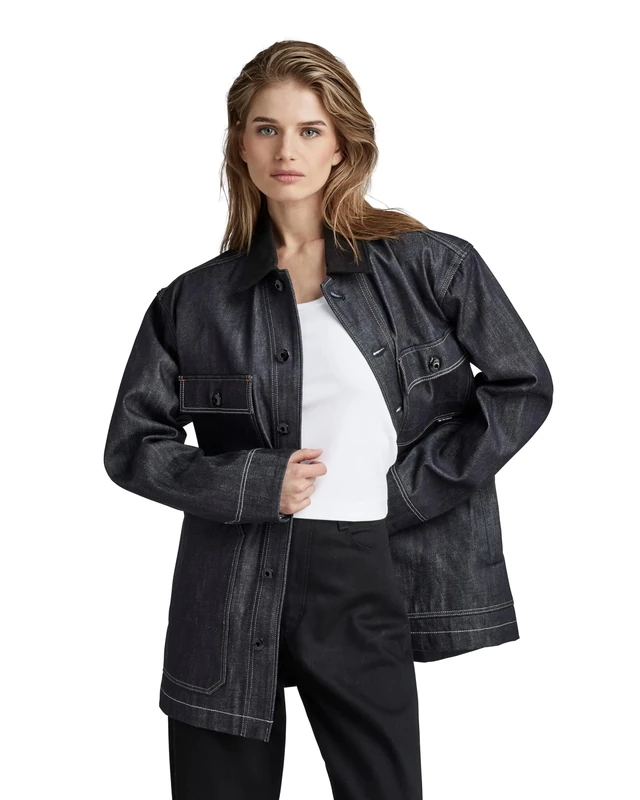 G-Star Men's Chore Unisex Workwear Jacket Evergreen, Blue (raw denim D23019-D315-001), XXL