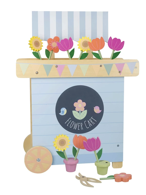 Orange Tree Toys My First Flower Cart - Educational Wooden Garden Toy for Toddlers, Interactive Role Play and Pretend Play - Early Development & Activity Toy for Outdoor