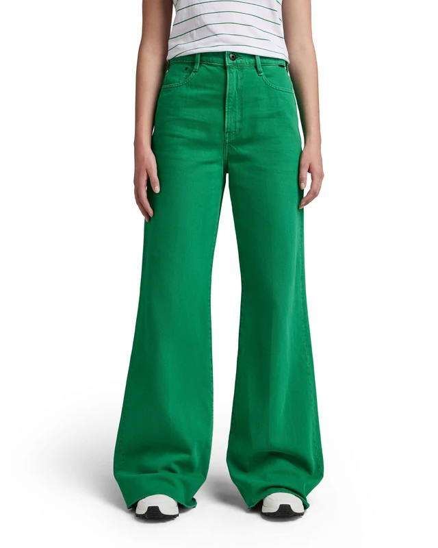 G-Star Women's Deck Ultra High Wide Leg Jeans, Green (jolly green gd D20987-D300-D828), 24W / 32L