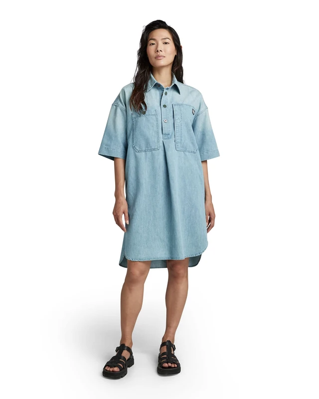 G-Star Women's Denim Shirt Dress, Blue (sun faded cadet blue D22987-D303-D897), L