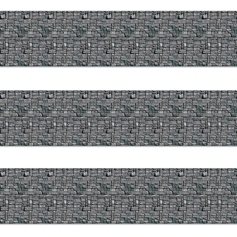 Beistle Brick Stone Wall Backdrops, 4’ x 30’, 3 Pack – Medieval Party Decorations, Medieval Decor Background, Photo Backdrop, Easy to Adhere Wall Covering, Stone Backdrop, Halloween Party Decorations