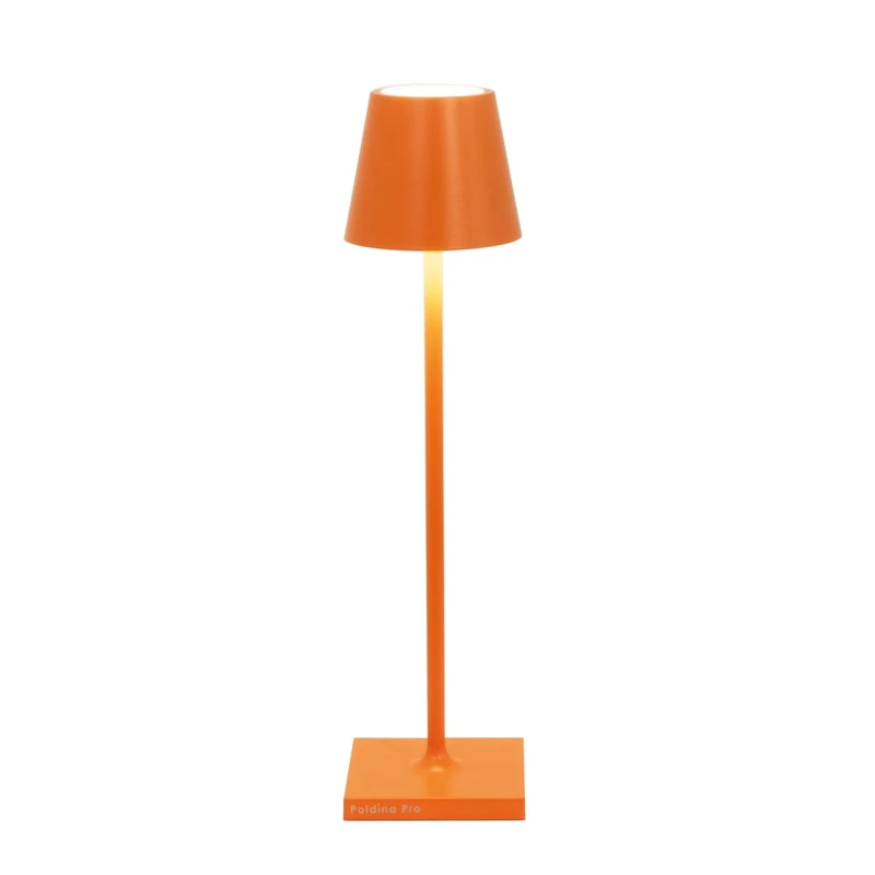Zafferano, Poldina Micro Lamp, Rechargeable Cordless Table Lamp with Touch Controls, Suitable for Interior and Outdoor, Dimmer, 2200-3000 K, Height 27.5 cm, Orange Colour