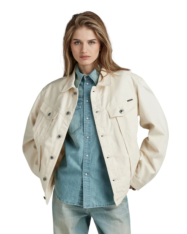 G-Star Women's Oversized Western Jacket, Beige (ecru D22579-D300-159), S - Image 1
