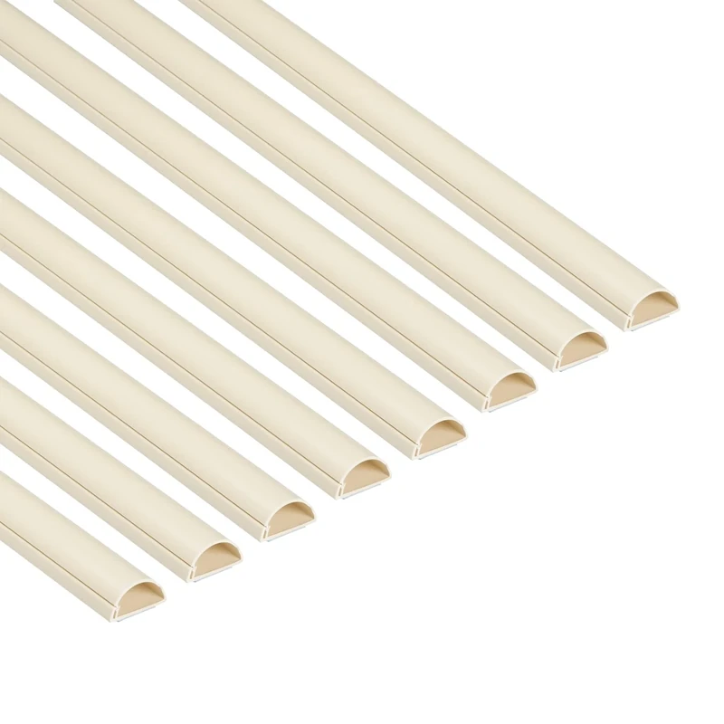 D-Line Mini Cable Trunking 2m 8-Pack, Self-Adhesive Cable Cover, Decorative Half Round Profile, Hinged Click-Lock Lid - 8x 30mm (W) x 15mm (H) x 2-meter Lengths (16-meter total) - Magnolia