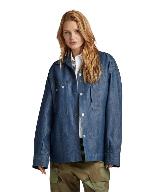 G-Star Women's Oversized Workwear Shirt, Blue (raw denim D22934-D303-001), XL