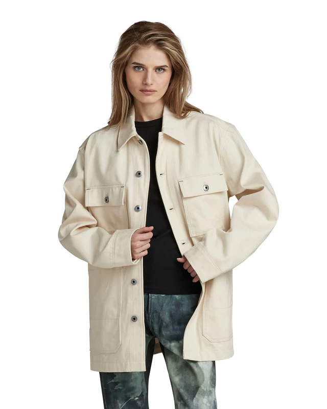 G-Star Men's Chore Unisex Workwear Jacket Evergreen, Beige (ecru D23019-D300-159), L