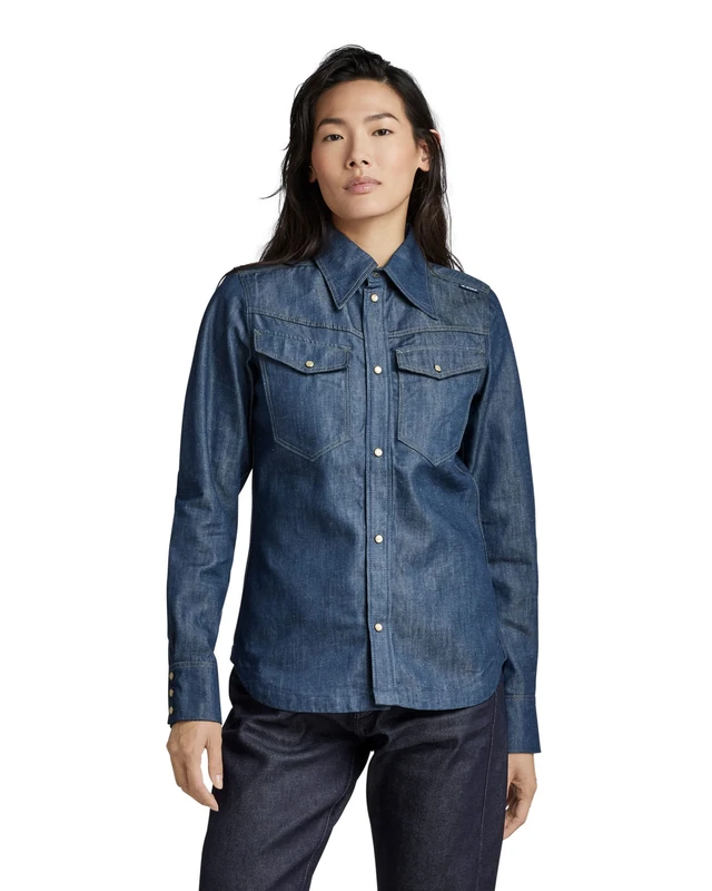 G-Star Women's 70'S Slim Denim Shirt , Blue (raw denim D22916-D303-001), L - Image 1