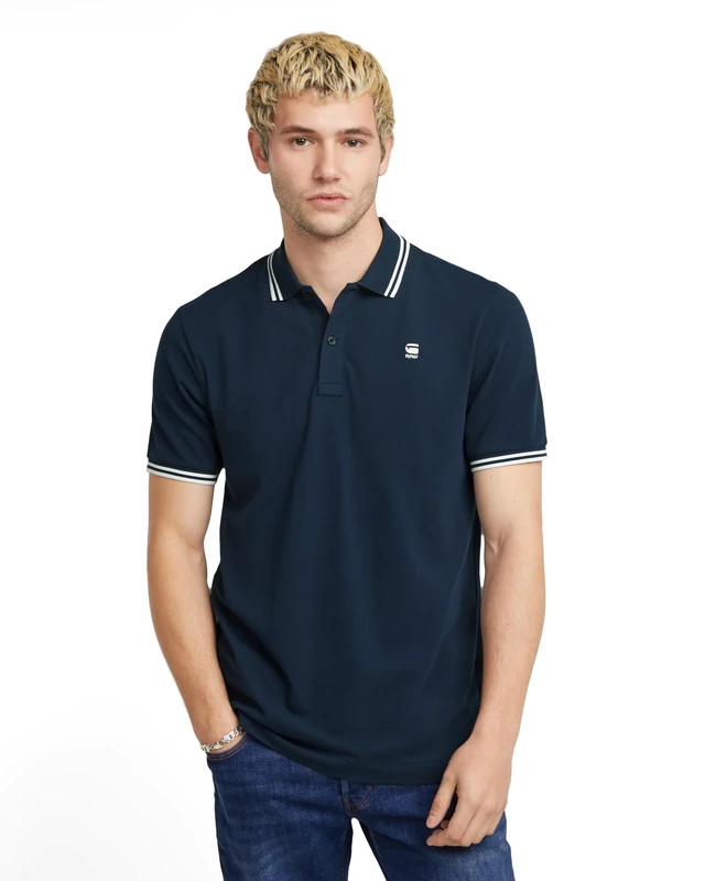 G-STAR Men's Dunda Slim Stripe Polo, Blue (sartho blue D17127-5864-6067), XXL